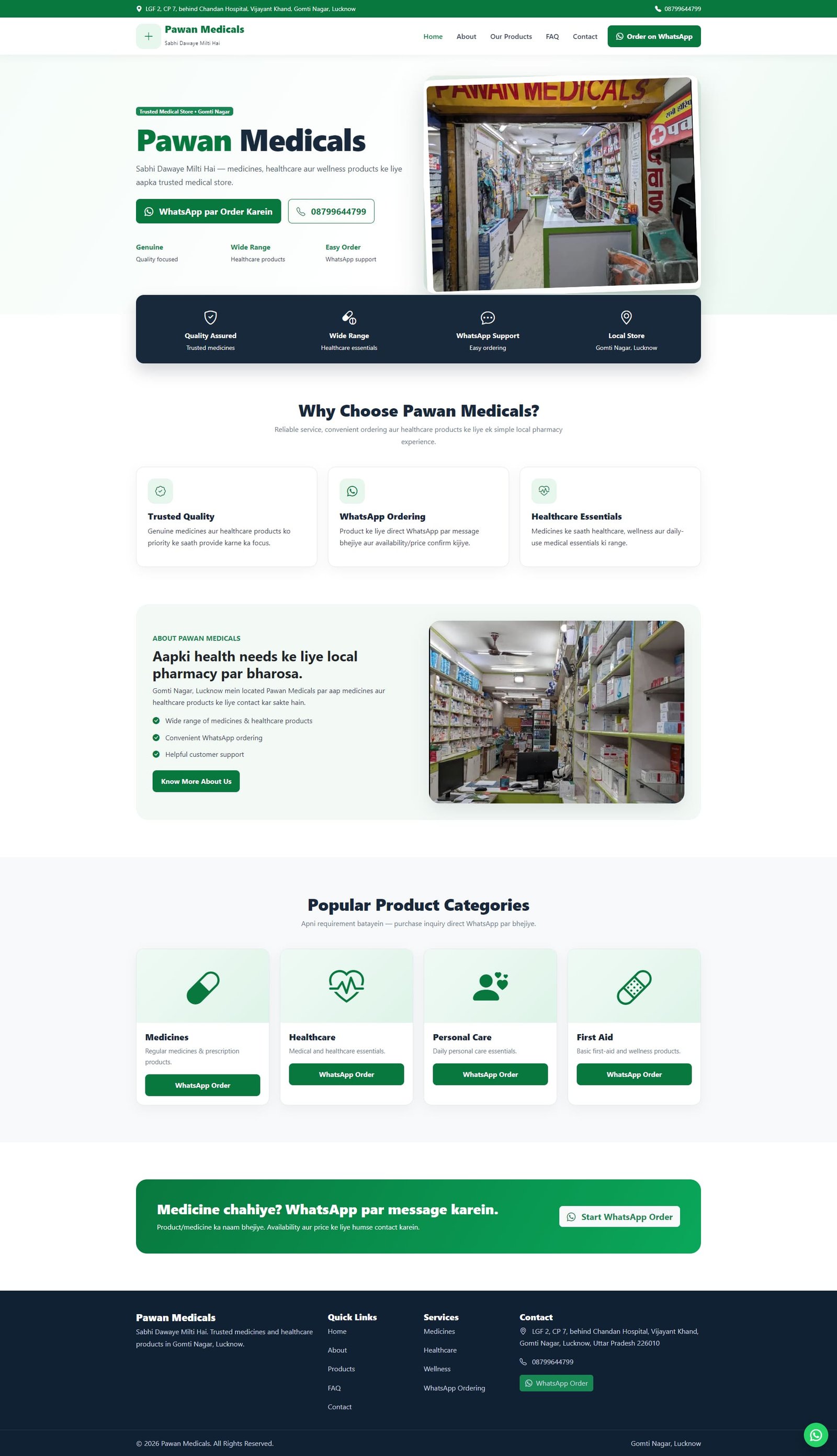 Pawan Medicals website, desktop view