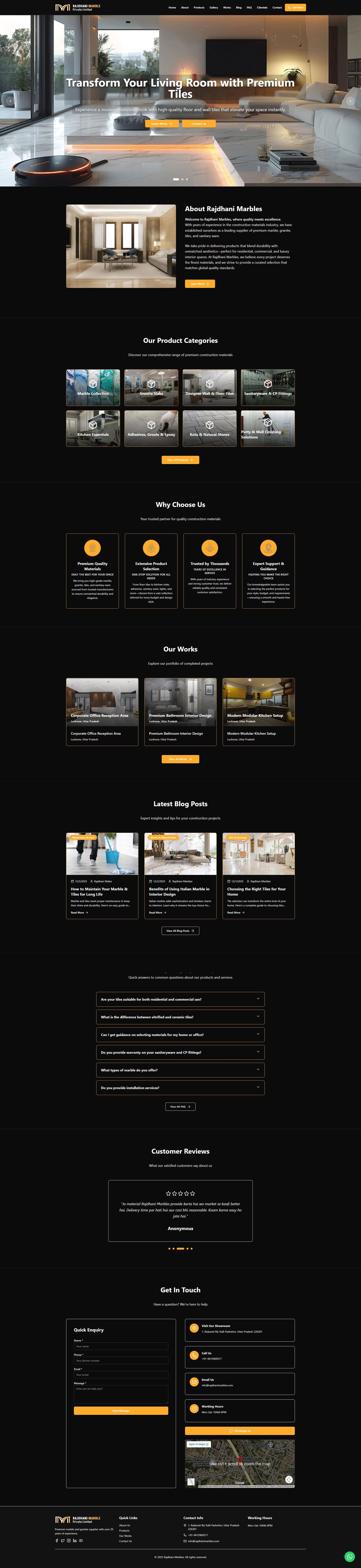 Rajdhani Marbles website, desktop view