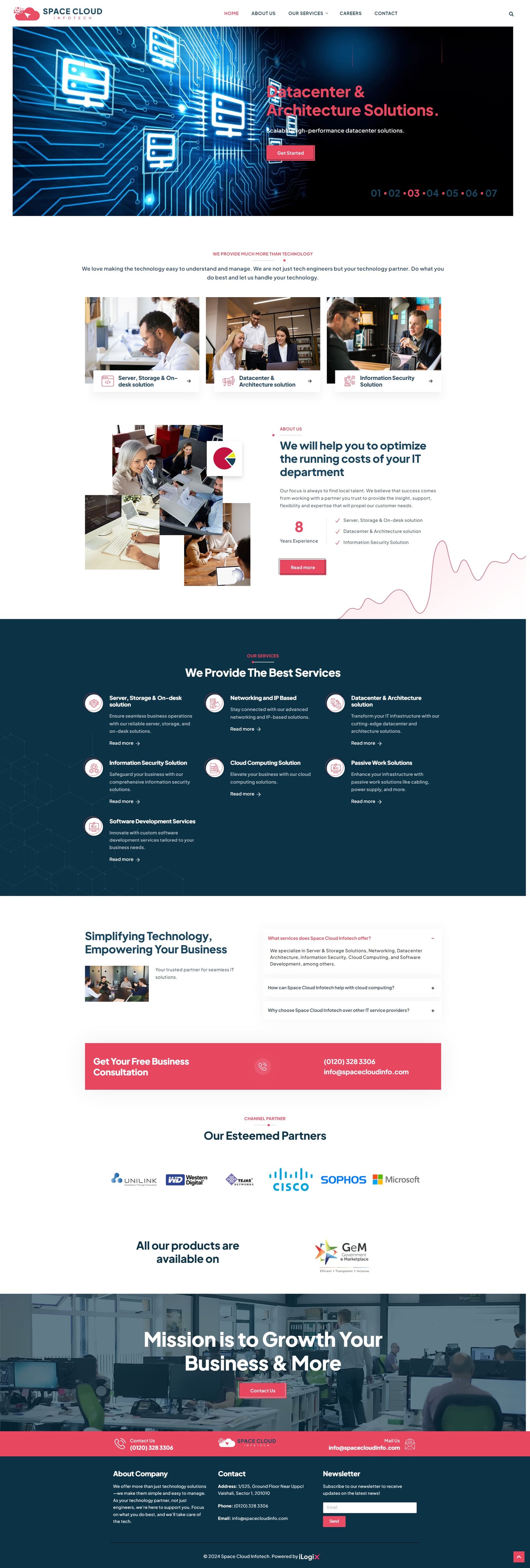 Space Cloud Infotech website, desktop view