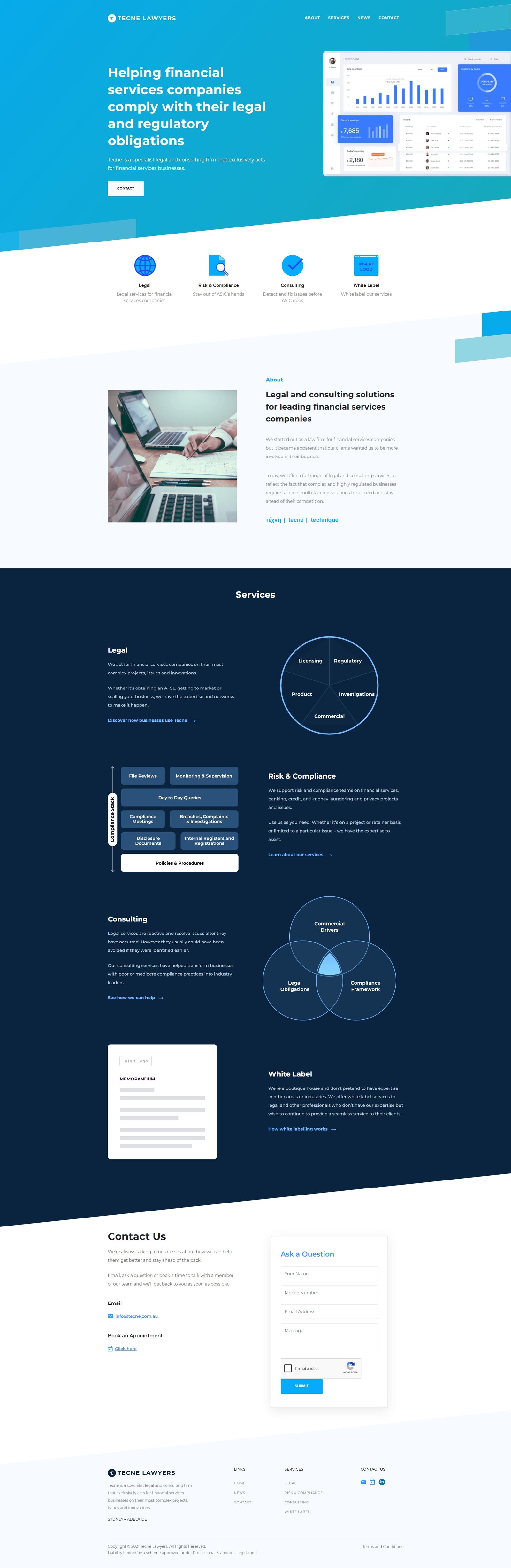 Tecne Lawyers website preview on desktop