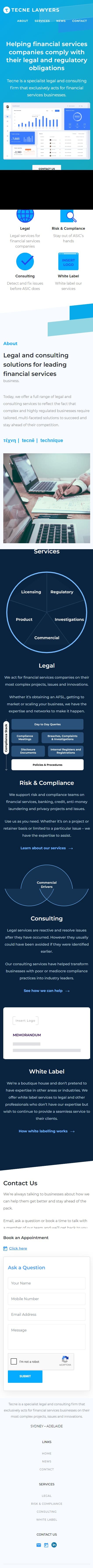 Tecne Lawyers website preview on mobile